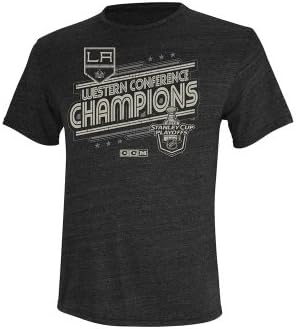 Sports Licensed Division Reebok Senior Conference Championship Relaxed Fit Short Sleeve Hockey Shirt - Los Angeles Kings - Gray - Medium