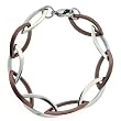 Bracelet Stainless Steel Chocolate Brown Plated Two Tone Link Chain Design Polished Finish 8.25" by Bucasi FREE SHIPPING
