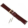 Long Crocodile Grain Brown Leather Watch Band 19mm