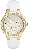 DKNY Chronograph Mother of Pearl Dial Gold-tone White Rubber Strap Ladies Watch NY8197
