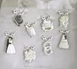 Set of 8 Wedding Wine Charms Silver