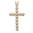 14K Yellow Gold Diamond Cross Pendant - 26.50x13.50mm