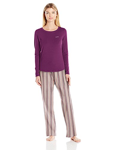 Calvin Klein Women's Sleepwear Set, Contemplation/Peaceful Ivory Stripe, Small