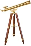 Barska Anchormaster 36x80mm Brass Refractor Telescope Telescopew/ Mahogany Floor Tripod