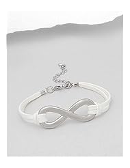 White Infinity Artificial Suede Leather Bracelet In White Base
