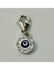 14kt White Gold Evil Eye Charm with Lock