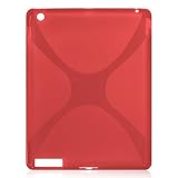 【ipad2専用】 TPU素材　X柄　iPad2　ケース　【TPU カバー、ケース】　アップル iPad2 専用ケース　【液晶保護付き　スクリーンプロテクター付き】 レッド