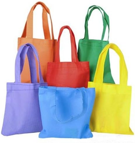 Set of 20- Mini Poly Non-Woven Colorful Gift Bag Tote Bags Functional Fun Ideal (Black)