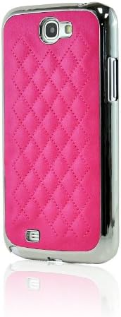 LiViTech(TM) C Design PU Leather Silver Chrome Bling Snap on Hard Case for Samsung Galaxy Note 2 N7100 (122) (Hot Pink)
