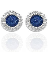 2.70ctw 14k Blue Sapphire Gemstone & Diamond Earrings