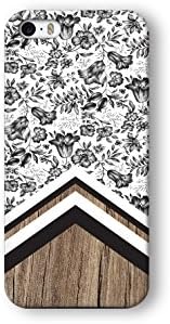 Iphone 5/5s Case, Black Floral Chevron Wood Unique Pattern 3d-sublimated, Mobile Accessories.