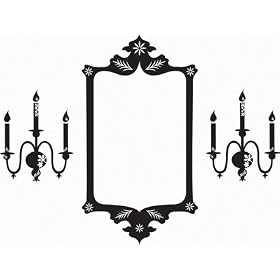 Large Mirror and 2 Candlesticks Back Wall Decal