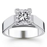 14K 1.50 Carat Princess Cut Solitaire Diamond Ring (G-H ; SI1-2)