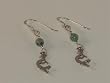 Sterling Silver Kokopelli French Hook Earrings - Light Green Bead - ER-0092