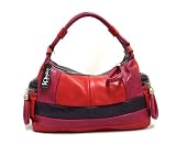IO Pelle Italian Designer Handbag Shoulder Bag Hobo in Purple or Red Leather