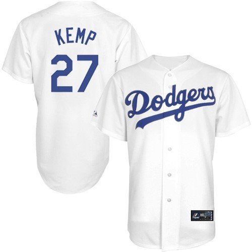 MLB Men's Los Angeles Dodgers Matt Kemp White Home Short Sleeve 6 Button Synthetic Replica Baseball Jersey Spring 2012  (White, X-Large)