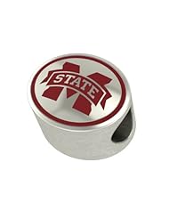 Mississippi State Bulldogs Collegiate Bead Charm Fits Most Pandora Style Bracelets. High Quality Bead in Stock for Fast Shipping