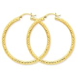 10k Diamond-Cut 3mm Round Hoop Earrings