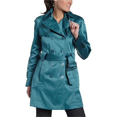 Jessica Simpson Women's Anna Satin Double Breasted Trench Coat