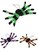 Scary Halloween Decor 12 Green Plush Spider Decoration