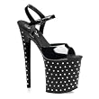8 Inch Black Sandal Rhinestone Shoes Sexy Stripper Shoes Spike Heel Open Toe Ankle Strap