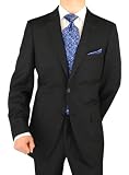 Presidential Suit Italian Modern Fit 2 Button Business Suit Black Narrow Striped
