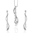 Sterling Silver Journey Set(Pendant and Earrings) w/ Created White Sapphire and 18" Box Chain