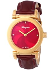 Salvatore Ferragamo Womens F50SBQ5008I SB08 Salvatore Gold Ion-Plated Stainless Steel Maroon Mother-Of-Pearl Watch