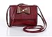 Visnow Sweet Mini Faux Leather Handbag Bow Pu Cross Body Shoulder Bag (Wine)