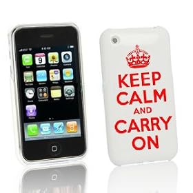 keep calm and carry on White/Red Polished case for Iphone 3 & 3gs Models