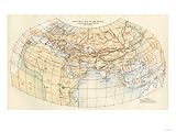 Ptolemy's Map of the World Shown in Red, True Locations in Black Subject Giclee Poster Print, 40x30