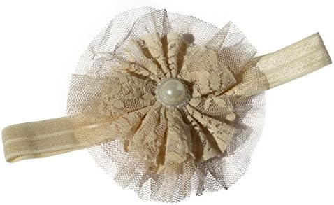Bleubird Baby Girls Bohemian Vintage Lace Flower Headband 3 - 12M (Ivory)