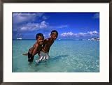 Young Boys Playing in Water at White Beach, Boracay Island, Aklan, Philippines Framed Photographic Poster Print by Mark Daffey, 29x21