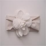 Ivory linen flower on ivory band, Medium 3 to 6 mo. (15 band)