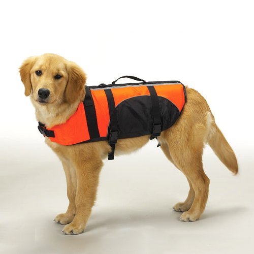Water Safety Life Jacket Vest for Dogs - Orange, Medium