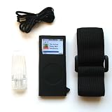 Apple iPod Nano II (Nano 2nd Generation) Black Skin Case With Belt Clip, Lanyard and Sports Armband