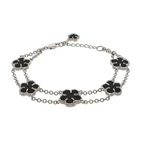 Designer Style Double Strand Onyx Clover Bracelet by 