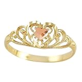 Heart Ring 14k Yellow Rose Gold Right Hand Band, Size 5.5