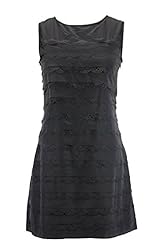 Polyester Scoop Neck Tiered Keyhole  Dress