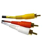 Composite Stereo Left & Right + Video 3 RCA, red, white, & yellow - 12 FT- 6 FT - Connects Composite Video Device such as VCR/DVD to Composite TV