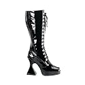 KINK 4 1/2" Blk Pat D-Ring Cone Heel Knee Boo