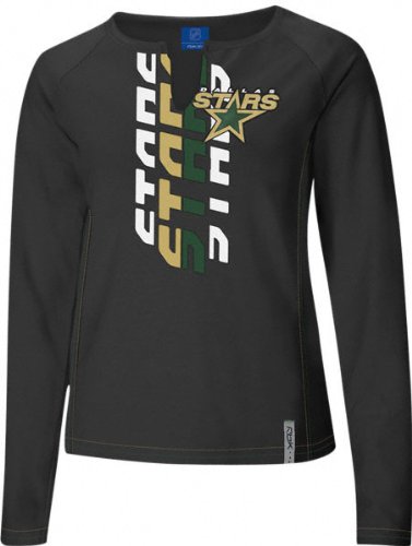Dallas Stars NHL Womens Long Sleeve ASTRONOMY Split Neck Top, Black (Large)