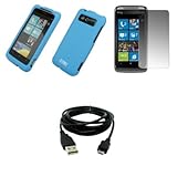 EMPIRE Light Blue Rubberized Hard Case Cover + Screen Protector + USB Data  ....