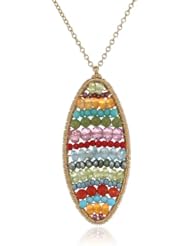 Dana Kellin Brilliantly Striped Muti-Colored Oblong Pendant Necklace, 17.13"