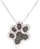 Sterling Silver Black and White Diamond Dog Paw Pendant Necklace (1/10 cttw, I-J Color, I3 Clarity), 18"