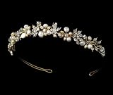 Gold Pearl Crystals Bridal Headband Tiara Gold Pearl Crystals Bridal Headband Tiara