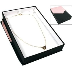 Pink & Black Magnetic Lid Necklace Pendant Gift Box Display