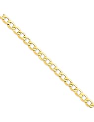 14k Yellow Gold 9.00 Inches 7.00mm Wide Semi-Solid Curb Link Chain Anklet. Weight: 7.28 Grams - 30 Day Money Back Guarantee