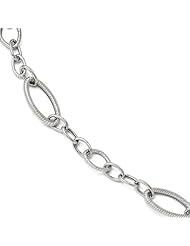 Leslies 14k White Gold Polished and Textured Link Bracelet Length 7.5"