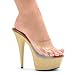 609-Mya Wood Bottom Platform Mule Slide With Clear Foot Strap High Heel Shoes